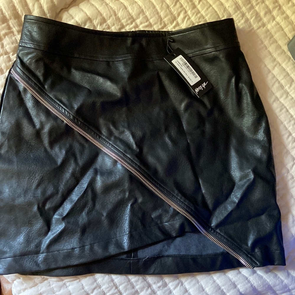 Nasty gal zip detail leather mini skirt